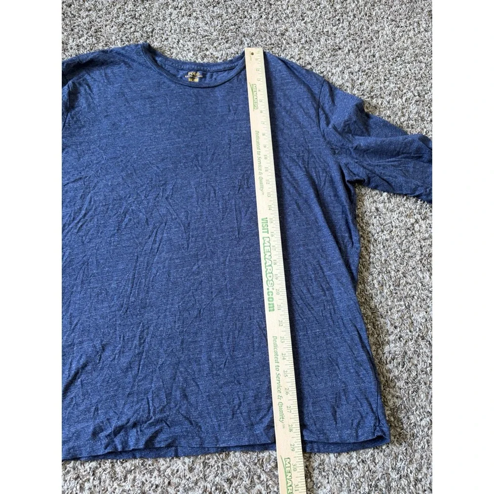 Polo Ralph Lauren T-Shirt 2XL Heather Blue Long Sleeve Pony Logo Cotton Preppy